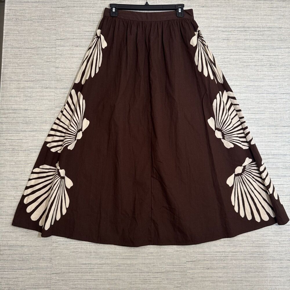 Brown Cotton Full Aline Boho Maxi Skirt Coastal Cottage Fall Date night Viral M